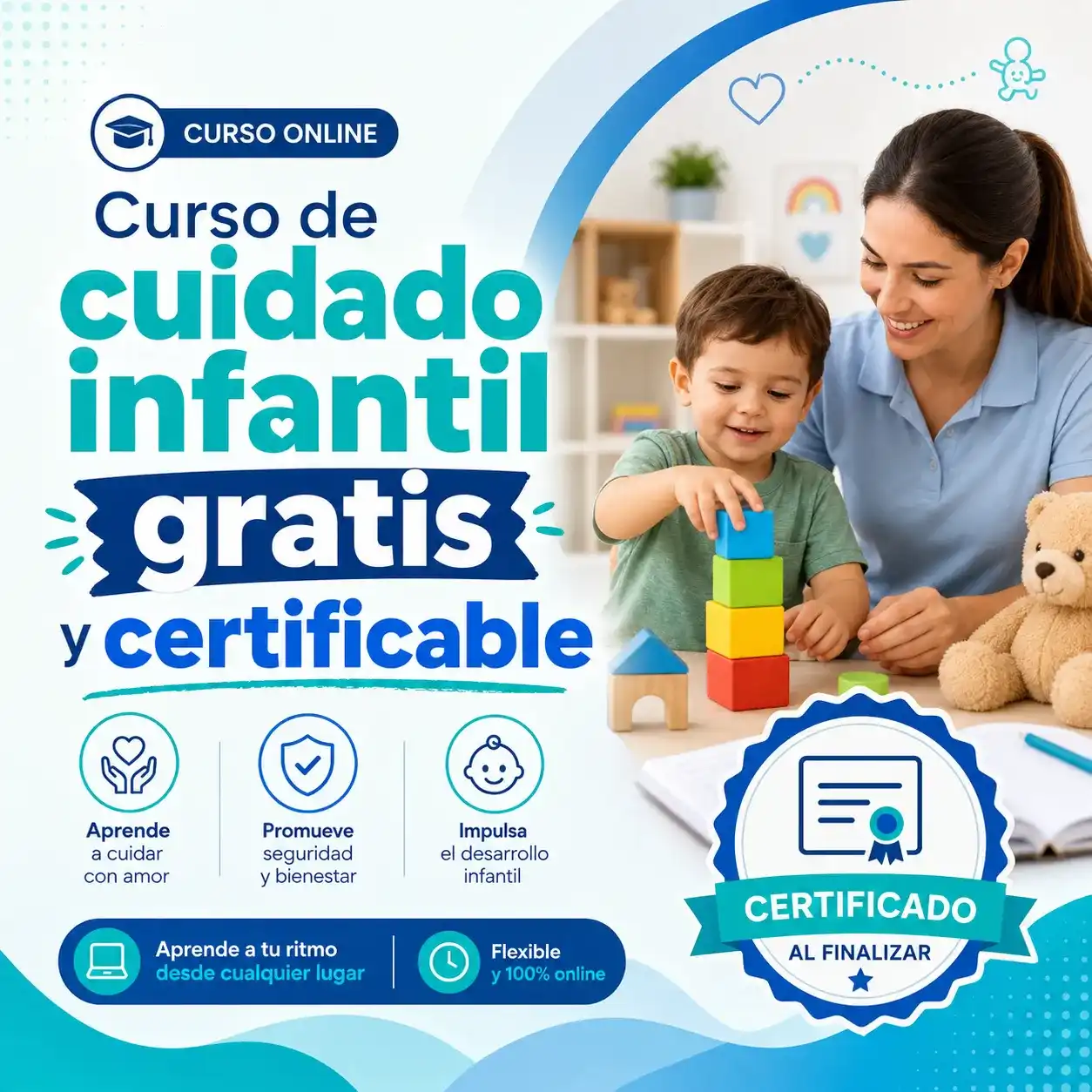 Curso de cuidado infantil gratis y certificable