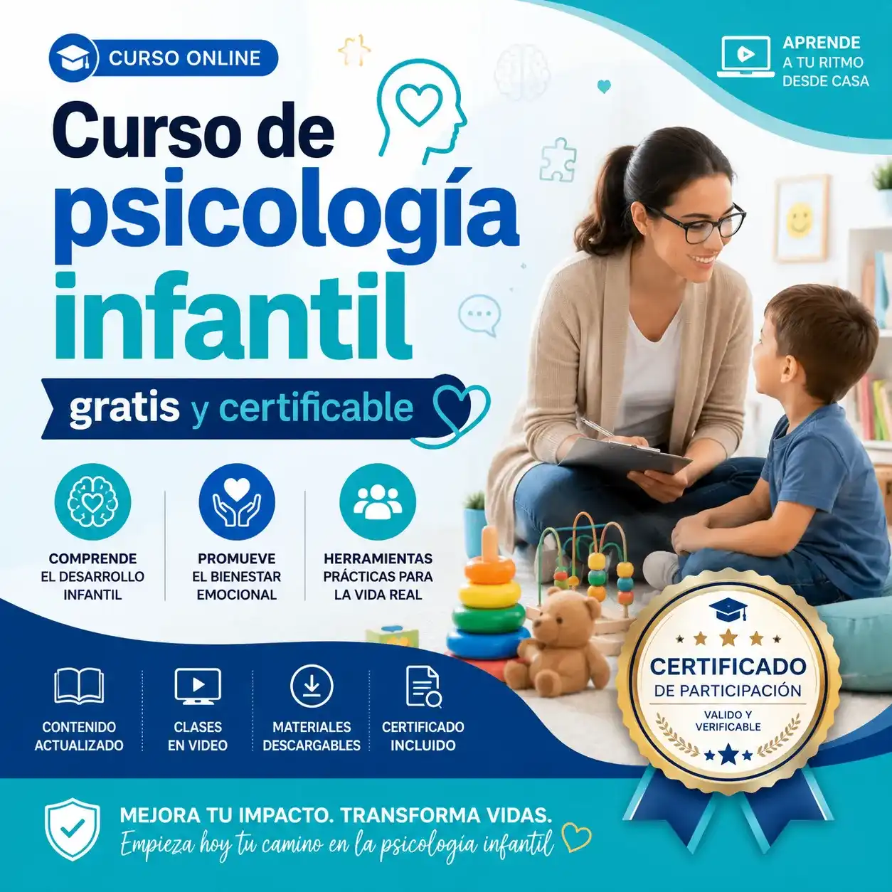 Curso de psicología infantil gratis y certificable