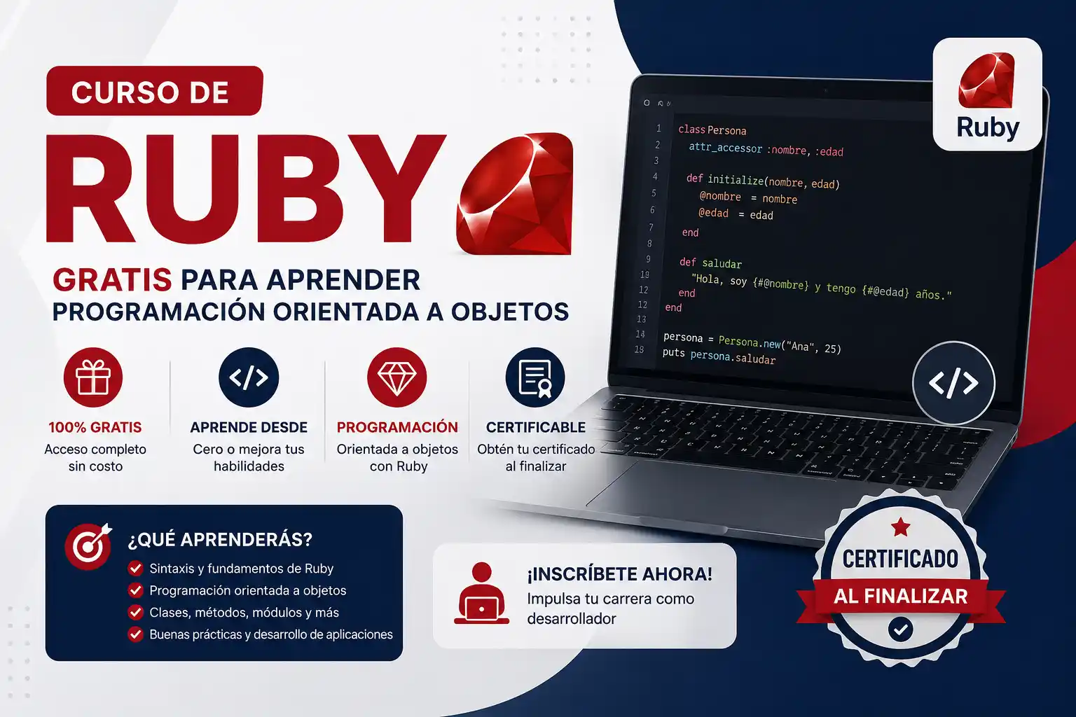 Curso de Ruby gratis para aprender programación orientada a objetos