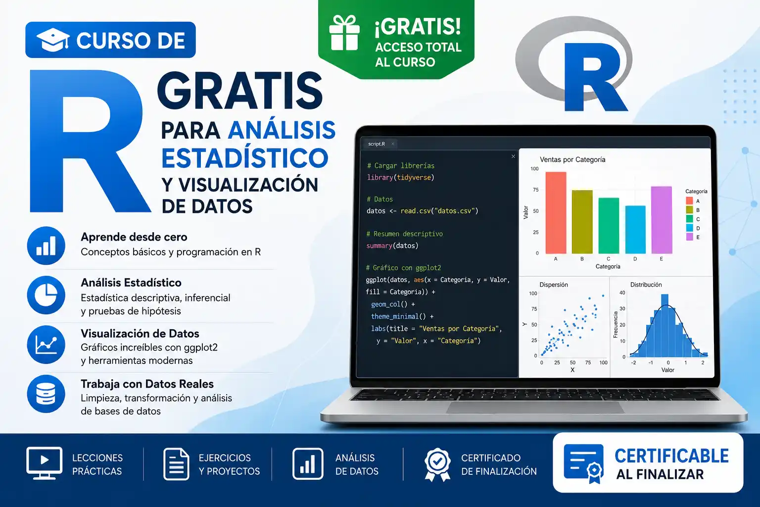 Curso de R gratis para análisis estadístico y visualización de datos 1