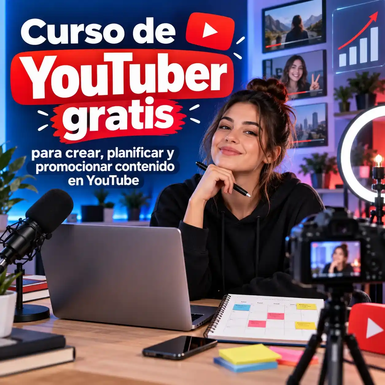 Curso de YouTuber gratis para crear planificar y promocionar contenido en YouTube