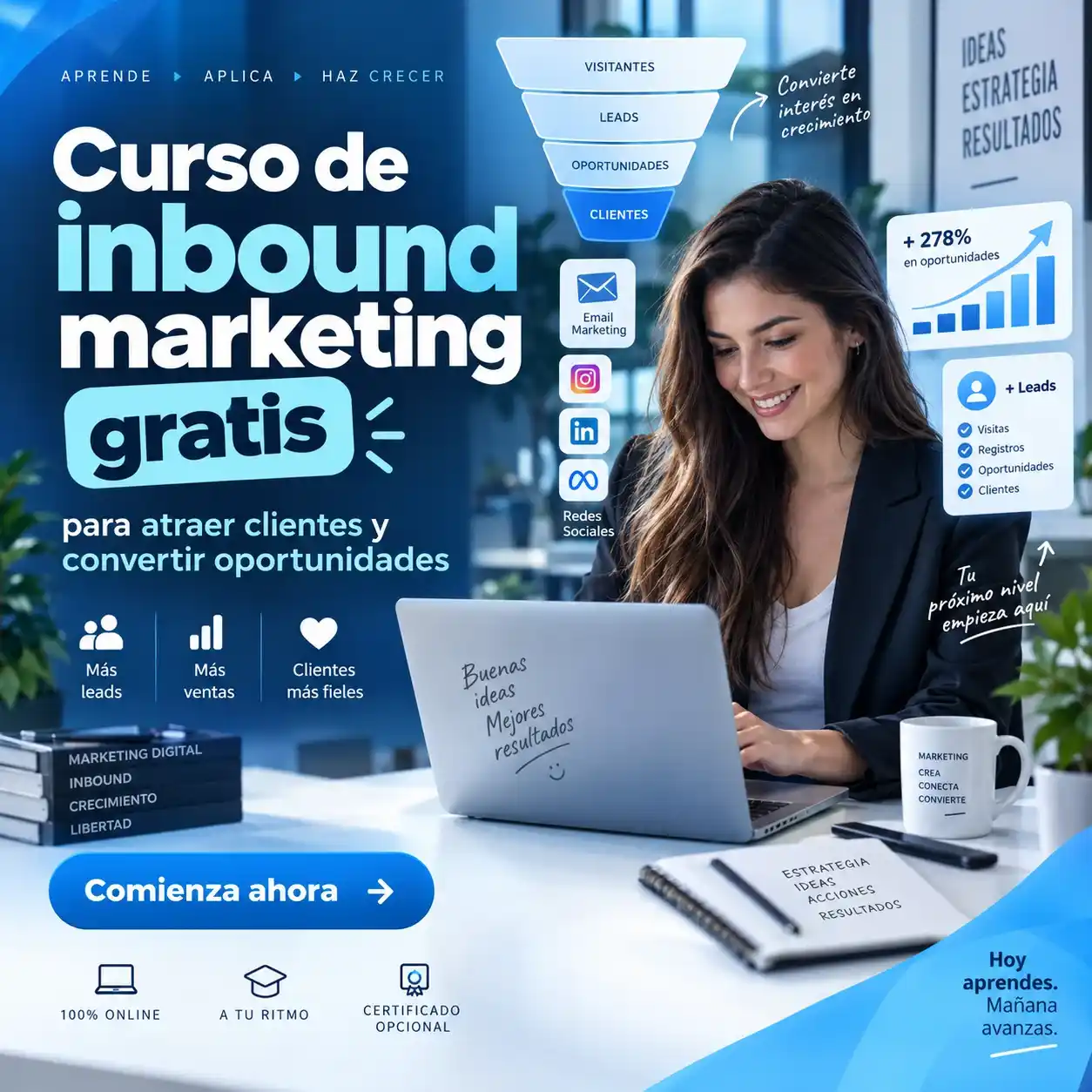 Curso de inbound marketing gratis para atraer clientes y convertir oportunidades