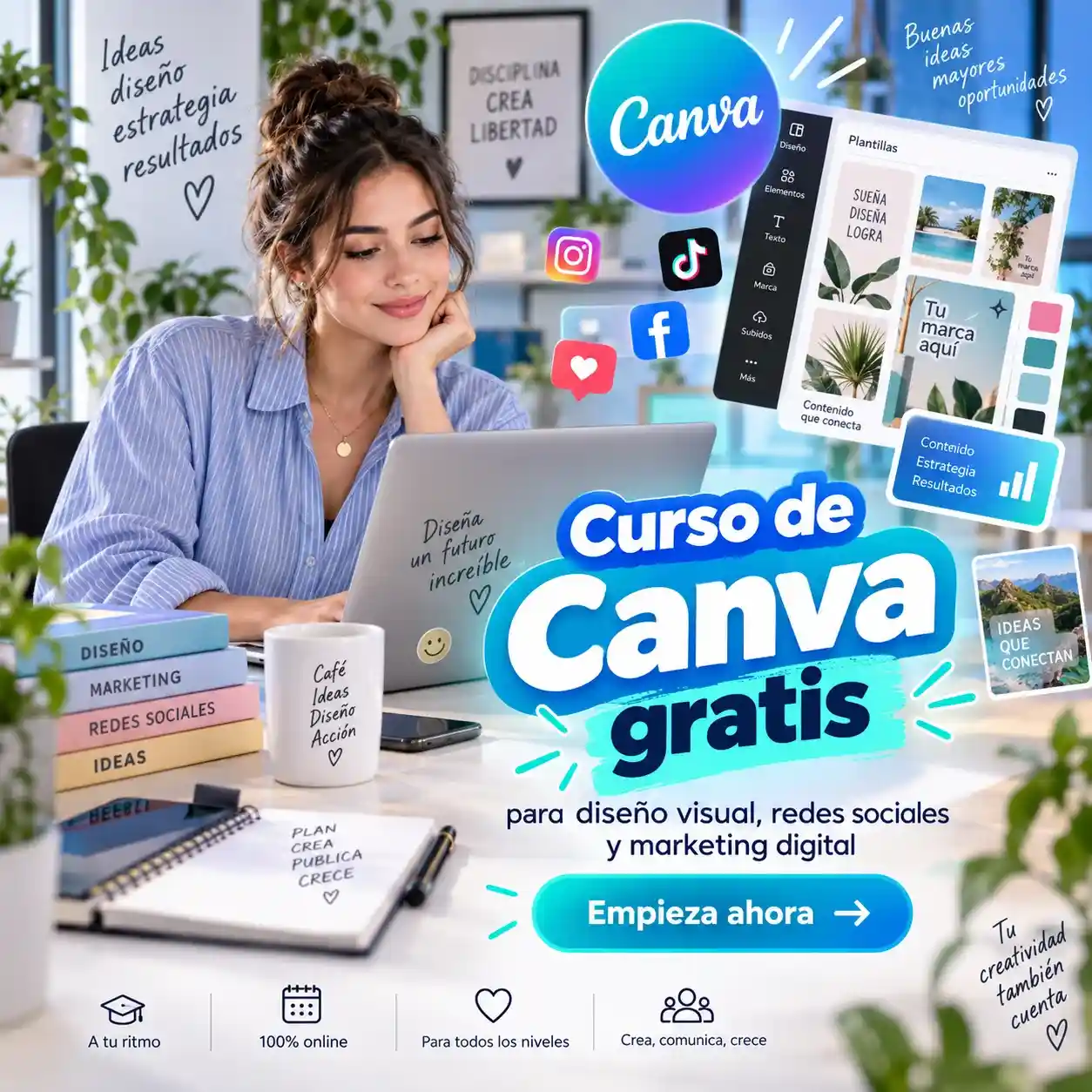 Curso de Canva gratis para diseño visual redes sociales y marketing digital