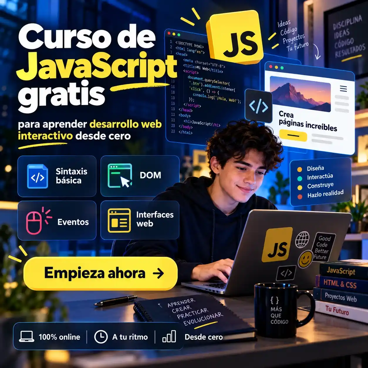 Curso de JavaScript gratis para aprender desarrollo web interactivo desde cero