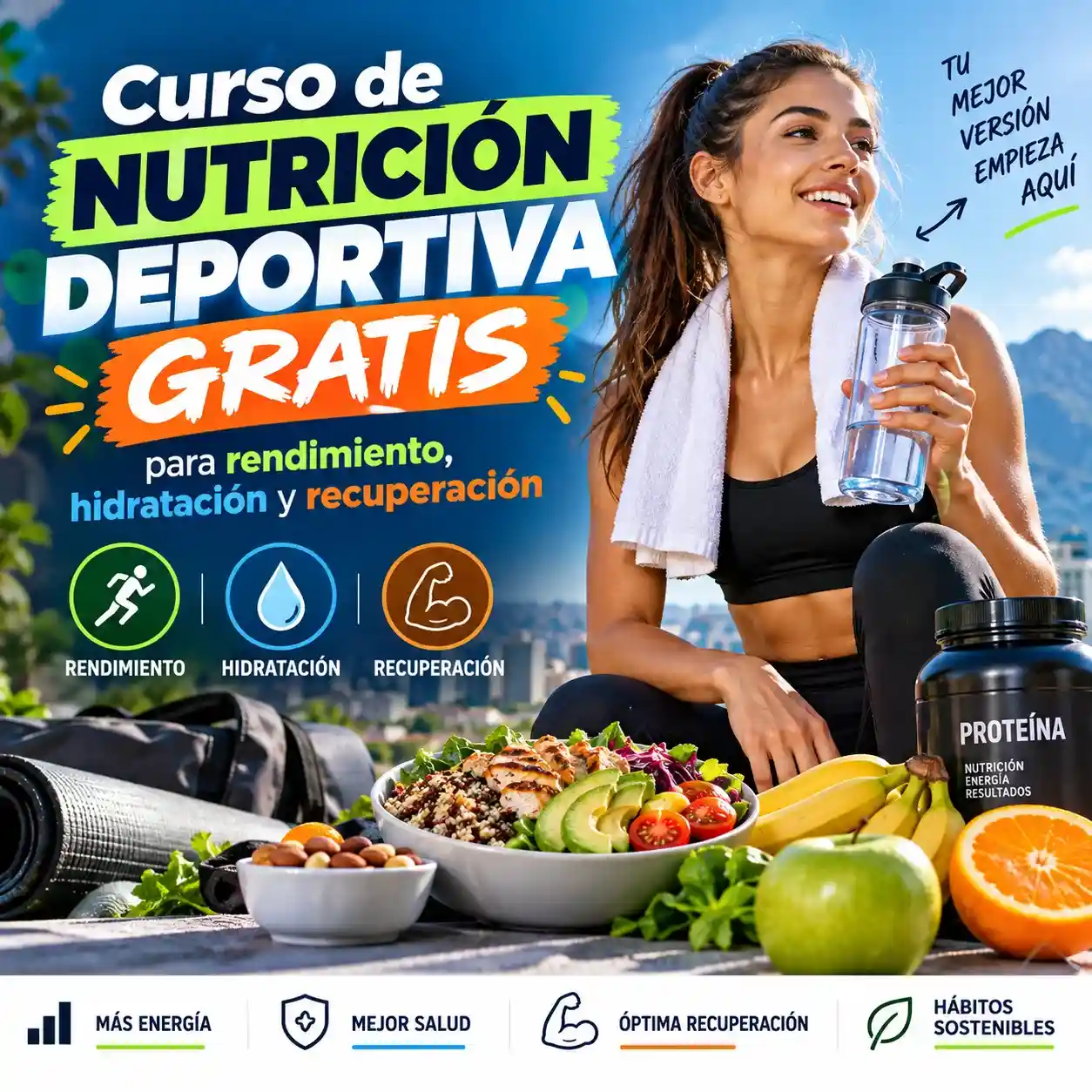 Curso de nutrición deportiva gratis para rendimiento hidratación y recuperación
